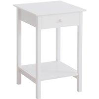 HOMCOM Wooden Bedside Cabinet with Drawer and Shelf, Multipurpose Nightstand for Bedroom, White