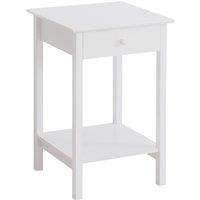 HOMCOM Wooden Bedside Cabinet with Drawer and Shelf, Multipurpose Nightstand for Bedroom, White Aosom UK
