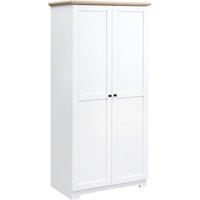 HOMCOM 172cm Wooden Storage Cabinet Cupboard With 2 Doors 4 Shelves White Pantry Closet