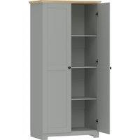 HOMCOM Kitchen Cupboard, 172cm Freestanding Storage Cabinet with Doors and Shelves, Grey