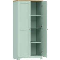 HOMCOM Kitchen Cupboard, 172cm Freestanding Storage Cabinet with Doors and Shelves, Light Green