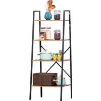 HOMCOM 4-Tier Vintage Ladder Shelf Bookcase Wood Storage Rack Stand Plants Display Black brown Aosom UK
