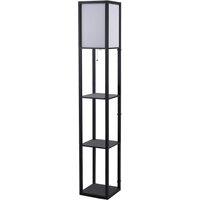 HOMCOM Floor Lamp with Shelves, Modern Floor Standing Lamp with Storage Shelf for Living Room, Reading Standing Lamp, Black Aosom UK