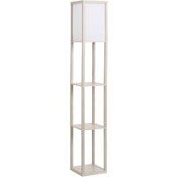 HOMCOM Floor Lamp with Shelves, 3-Tier Floor Standing Lamp, Reading Standing Lamp for Living Room, Bedroom, Office, Dorm, Oak Aosom UK