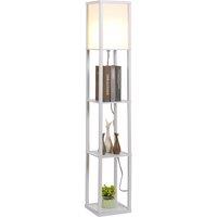 HOMCOM Standing Lamp, Floor Lamp with 3-Tier Storage Shelf, Reading Standing Lamp for Living Room, Bedroom, White Aosom UK