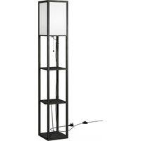 HOMCOM Floor Lamp with Shelves, 3 Layer Column Modern Standing Lamp for Living Room, Bedroom, Office, Black