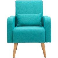 HOMCOM Accent Chair, Linen-Touch Armchair, Upholstered Leisure Lounge Sofa, Club Chair with Wooden Frame, Teal