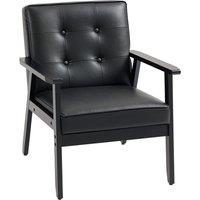 HOMCOM Retro-Style Accent Chair, with Faux Leather Seat - Black