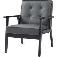 HOMCOM Accent Chair, PU Leather Armchair, Occasional Chair with Beech Wood Frame for Living Room Reception Bedroom Balcony, Grey and Black Aosom UK