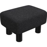 HOMCOM Linen Fabric Footstool Ottoman Cube with 4 Plastic Legs, Black
