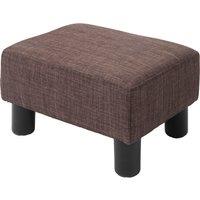 HOMCOM Compact Linen Fabric Ottoman, Modern Footstool Cube with Durable Plastic Legs, Living Room, Brown Aosom UK