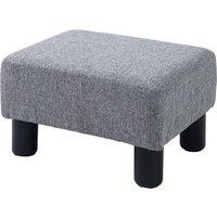 HOMCOM Linen Fabric Footstool Ottoman, Cube Design, with 4 Plastic Legs, Compact and Versatile, Grey Aosom UK