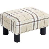 HOMCOM Linen Fabric Footstool Ottoman Cube with 4 Plastic Legs, Multi-colored