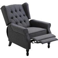 HOMCOM Recliner Armchair for Living Room, Reclining Chair, Wingback Chair with Button Tufted Back and Footrest, Dark Grey