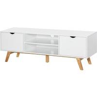 HOMCOM Particle Board 4-Compartment Media Unit White Aosom UK