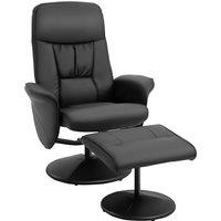 Executive Recliner Chair High Back and Footstool, HOMCOM Armchair Lounge Seat Black Aosom UK