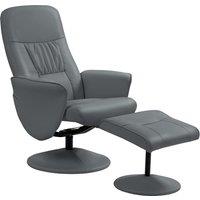 Swivel Recliner Chair with Footstool, HOMCOM PU Leather Armchair and Ottoman with High Back and Round Base for Living Room, Grey Aosom UK