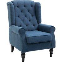 HOMCOM Wingback Accent Chair, Retro Upholstered Button Tufted Occasional Chair for Living Room and Bedroom, Cat Scratch Anti, Blue Aosom UK