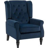 HOMCOM Wingback Accent Chair, Retro Upholstered Button Tufted Occasional Chair for Living Room and Bedroom, Dark Blue