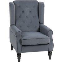 HOMCOM Wingback Accent Chair, Retro Upholstered Button Tufted Occasional Chair for Living Room and Bedroom, Grey