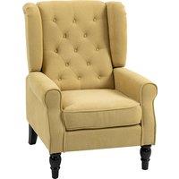 HOMCOM Wingback Accent Chair, Retro Upholstered Button Tufted Occasional Chair for Living Room and Bedroom, Yellow