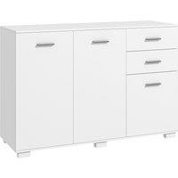 HOMCOM Sideboard, Modern Storage Cabinet with 2 Drawers, 3 Doors and Adjustable Shelves, Kitchen Cabinet for Living Room, Dining Room, White