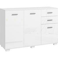 HOMCOM Sideboard, Modern Storage Cabinet w/ 2 Drawers, 3 Doors, Adjustable Shelves, Kitchen Cabinet for Living Room, Dining Room, High Gloss White