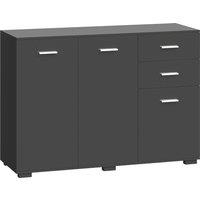 HOMCOM Sideboard, Modern Storage Cabinet with 2 Drawers, 3 Doors and Adjustable Shelves, Black