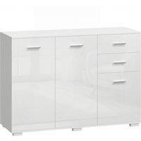 HOMCOM Sideboard, Modern Storage Cabinet with 2 Drawers, 3 Doors and Adjustable Shelves, High Gloss White