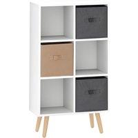HOMCOM Freestanding 6 Cube Unit Cabinet Unit w/ 3 Fabric Drawers Handles Home Office Storage Shelves White Aosom UK