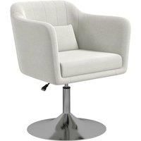 HOMCOM Modern Accent Chair with Swivel Base, Height Adjustable Arm Chair with Pillow for Living Room, Bedroom, Cream White