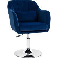 HOMCOM Retro Velvet Swivel Tub Chair with Steel Frame, Cushion Seat, Dark Blue