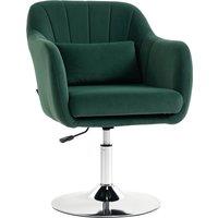 HOMCOM Retro Velvet Swivel Tub Chair with Steel Frame, Cushion Seat, Dark Green