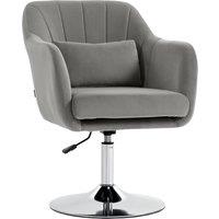 HOMCOM Retro Velvet Swivel Tub Chair with Steel Frame, Cushion Seat, Grey