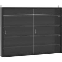 HOMCOM Particle Board 5-Tier Glass Door Display Cabinet Black Aosom UK