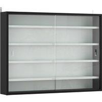 HOMCOM 5-Tier Wall Display Cabinet, Wall Mounted Display Case w/ 4 Adjustable Shelves, Glass Doors, 60x80cm, Black and White