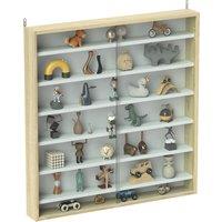 HOMCOM 7-Tier Wall Display Shelf Unit Cabinet w/ 6 Adjustable Shelves Glass Doors Home Office Ornaments 83x80cm, Oak