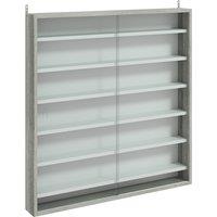 HOMCOM Six Shelf Display Cabinet, with Glass Doors - Graphite Wood Effect