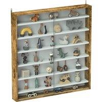 HOMCOM 7-Tier Wall Display Shelf Unit Cabinet w/ 6 Adjustable Shelves Glass Doors Home Office Ornaments 83x80cm, Rustic Brown