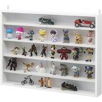 HOMCOM 5-Tier Wall Display Shelf Unit Cabinet w/ 4 Adjustable Shelves Glass Doors Home Office Ornaments 60x80cm White Aosom UK