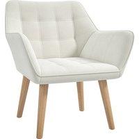 HOMCOM Accent Chair, Arm Chair with Wide Arms, Slanted Back, Thick Padding and Rubber Wooden Legs for Living Room, Cream White Aosom UK