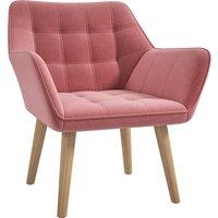 HOMCOM Accent Chair, Arm Chair with Wide Arms, Slanted Back, Thick Padding and Rubber Wooden Legs for Living Room, Pink Aosom UK