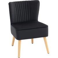 HOMCOM Modern Accent Chair, Fabric Living Room Chair with Rubber Wood Legs and Thick Padding, Black