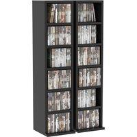 HOMCOM Media Storage Unit: 204 CD Capacity, 2 Set, Blu-Ray DVD Tower Rack with Adjustable Shelves, Black Aosom UK