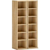 HOMCOM Set of 2 CD Media Display Shelf Unit Tower Rack with Adjustable Shelves, Oak