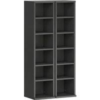 HOMCOM Set of 2 CD Media Display Shelf Unit Tower Rack with Adjustable Shelves, Black