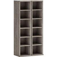 HOMCOM Set of 2 CD Media Display Shelf Unit Tower Rack with Adjustable Shelves, Distressed Grey