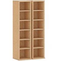 HOMCOM Set of 2 CD Media Display Shelf Unit Tower Rack with Adjustable Shelves, Natural