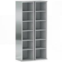 HOMCOM Set of 2 CD Media Display Shelf Unit Tower Rack with Adjustable Shelves, High Gloss Grey
