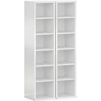 HOMCOM Set of 2 CD Media Display Shelf Unit Tower Rack with Adjustable Shelves, High Gloss White
